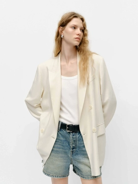Relaxed Double Breasted Blazer Laser Cut Vents