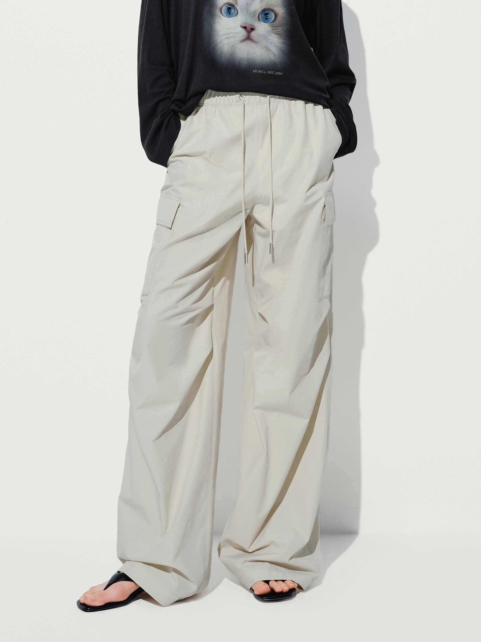 Cargo Pocket Drawstring Pants Detachable belt Non Binding Waist