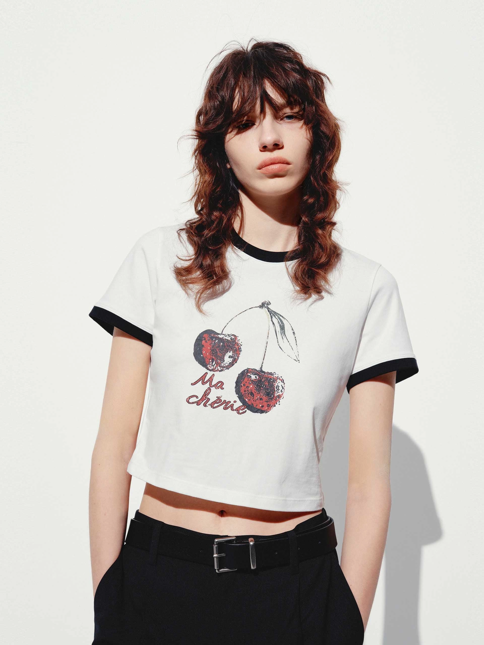 theater visit Cool Weather Wear Contrast Logo Cropped T-shirt
