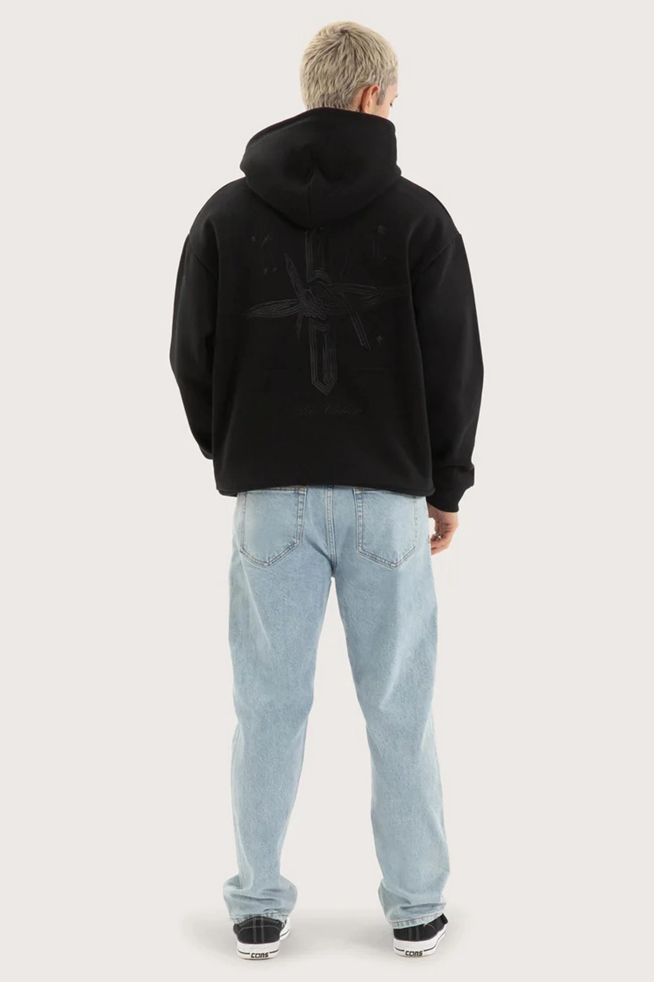 Chained Relaxed Hoodie Jet Black FlexibleCuffSystem
