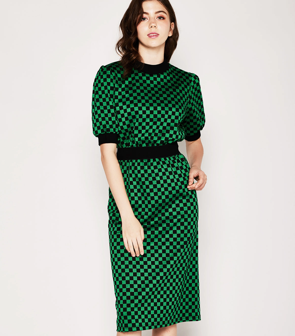 Checked Pencil Skirt Tea length All Day Minimalist Style