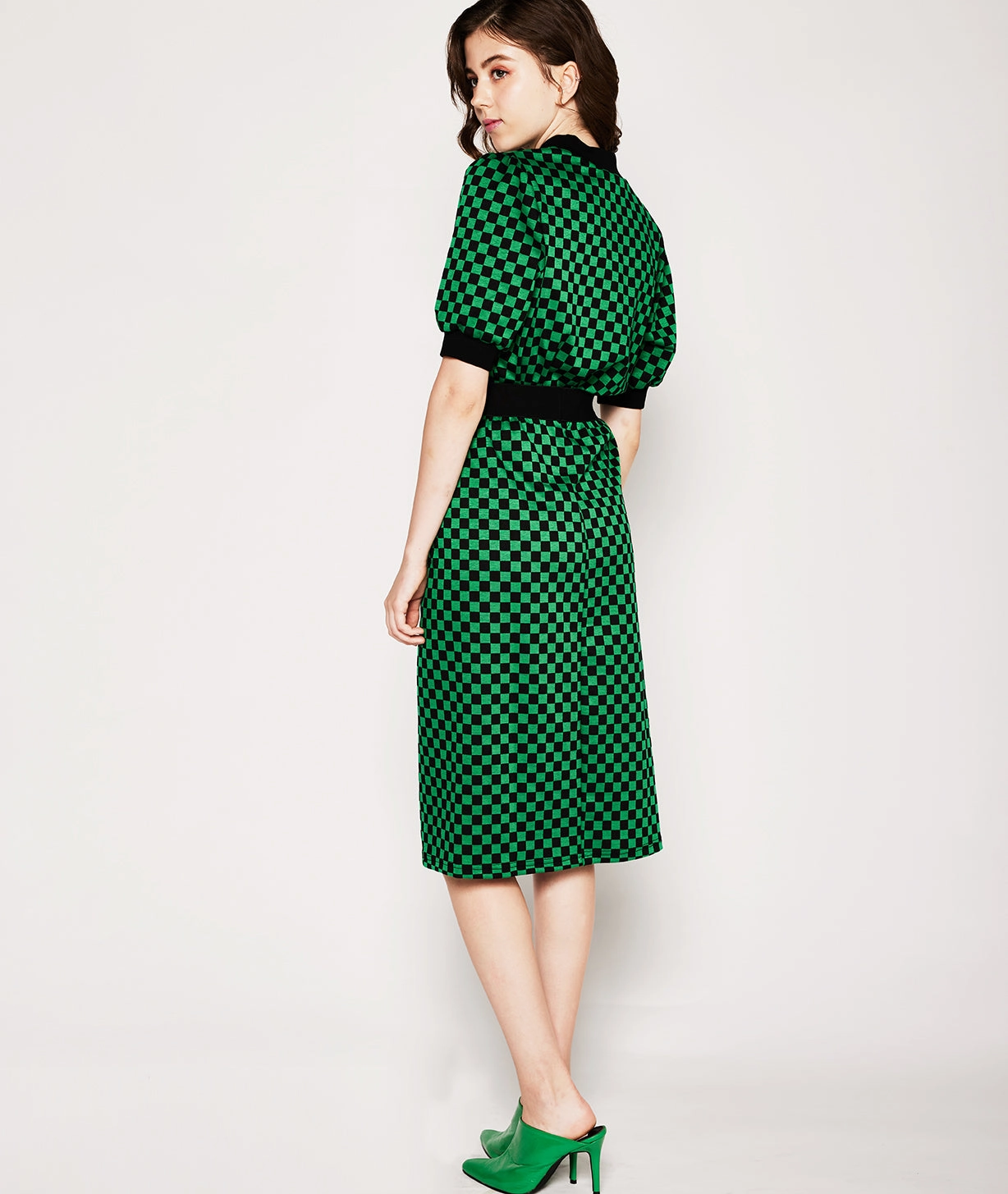 Checked Pencil Skirt Tea length Neat Finish A Line Cut
