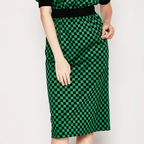 Urban Edge Checked Pencil Skirt Tea length