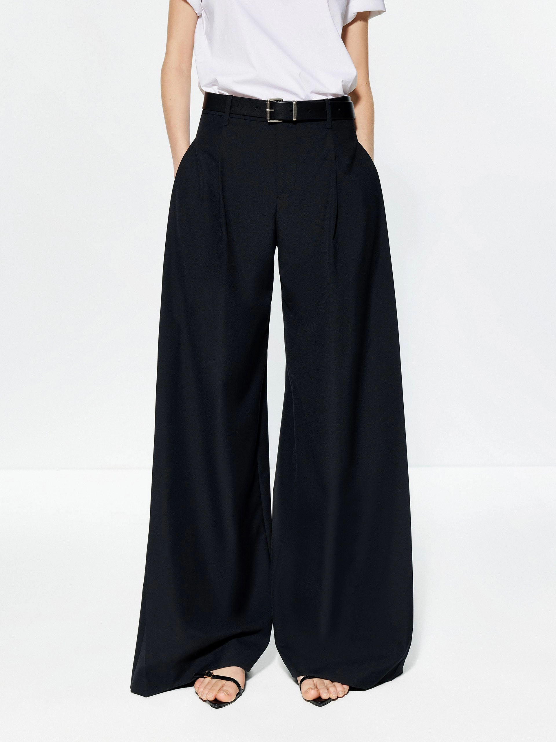 Active Layer Easy Movement Wool Blend Wide Leg Pants