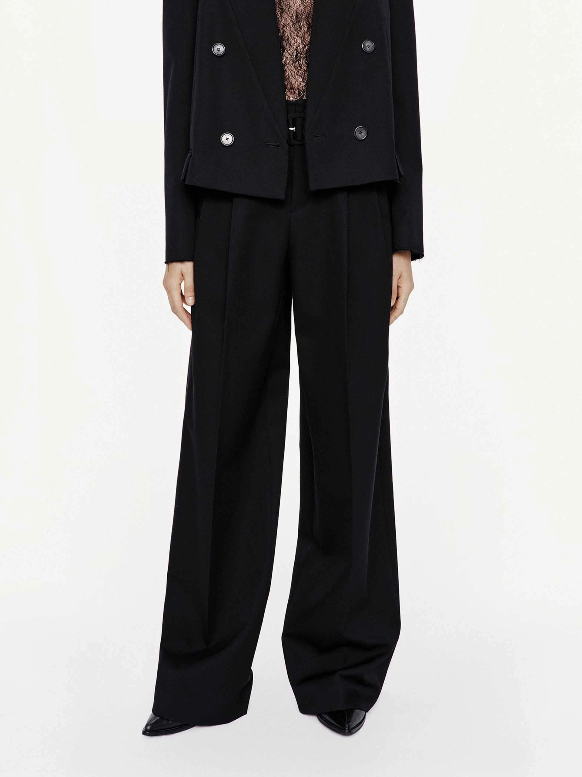 With Belt Wool Trousers Anti Slip Waistband High-rise waist