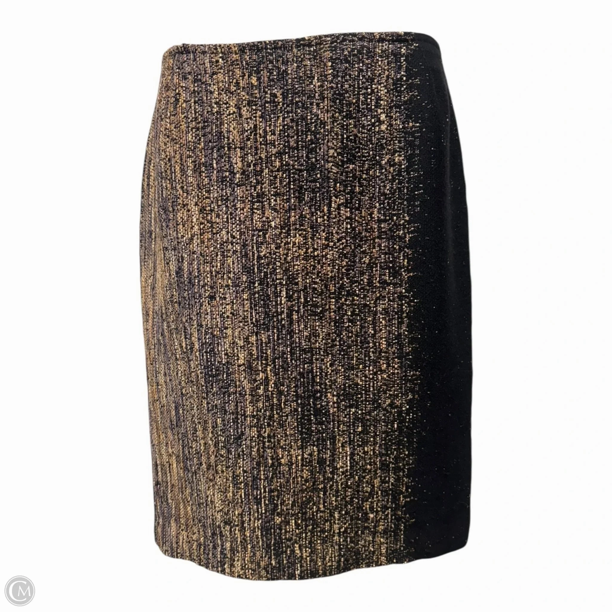 Christina Pencil Skirt Designer By Lafayette 148 In Black & Gold, Size: 6 Embossed Detail Sleek Flow