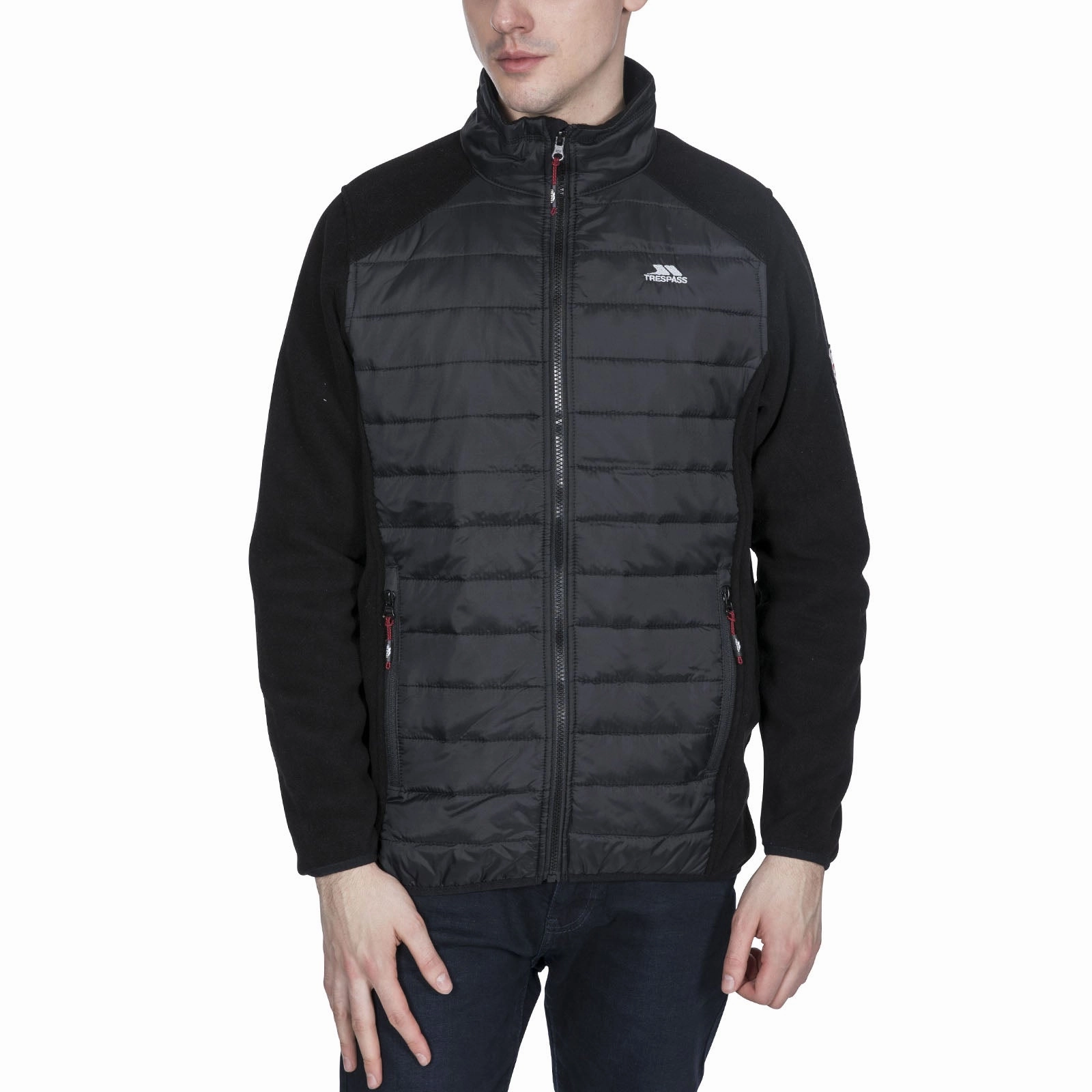 Checkered Style Comfort Stretch Fabric Trespass Mens Saunter Full Zip Padded Jacket - Black