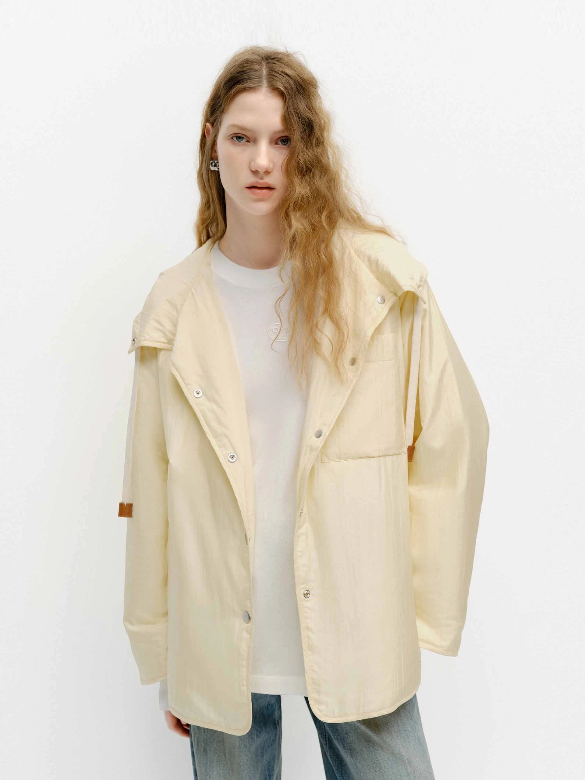 Heat Resistant Fabric Ergonomic Seams Silk Blend Hooded Coat