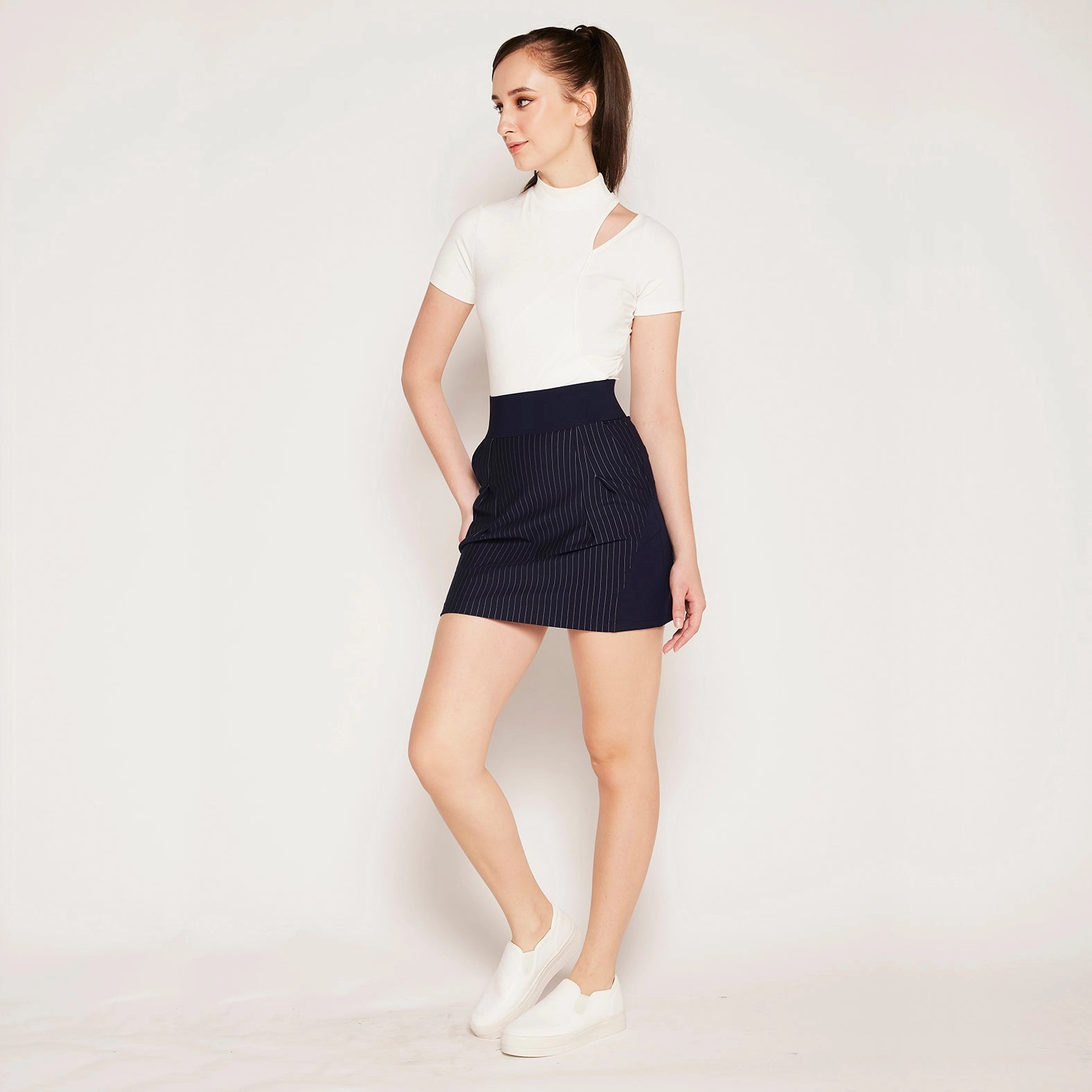 Clean Finish Stripe Knit Skirt Breezy Outfit