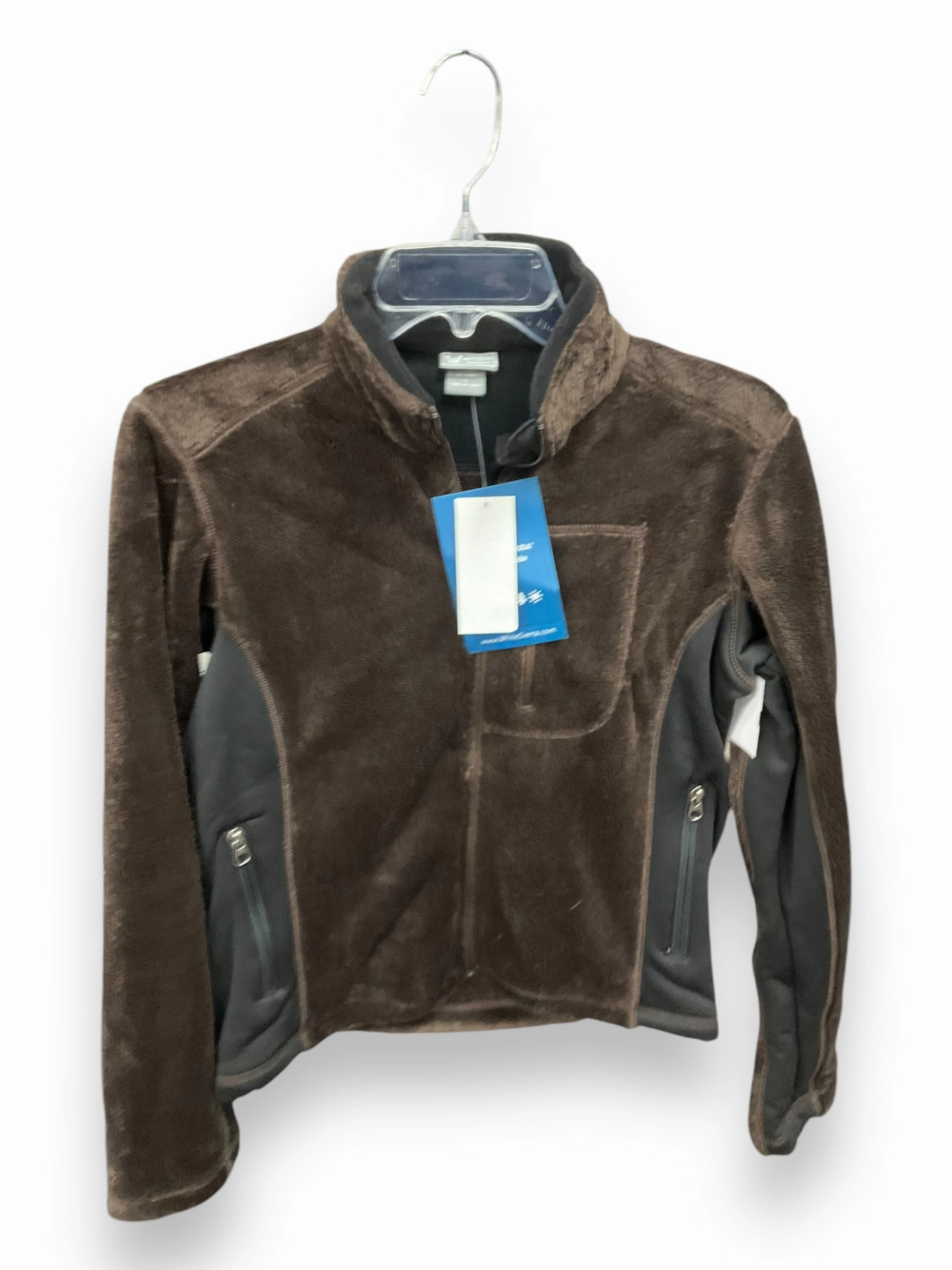 Elastic cuffs Tagless Neckline Design Jacket Faux Fur & Sherpa By Clothes Mentor In Brown, Size: S