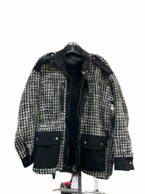 Coat Designer By Cma In Black & White, Size: 2 WaterResistantFabric Magnetic Fasteners