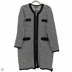 Timeless Piece Two Tone Design Coat Designer By Karl Lagerfeld In Black & White, Size: L
