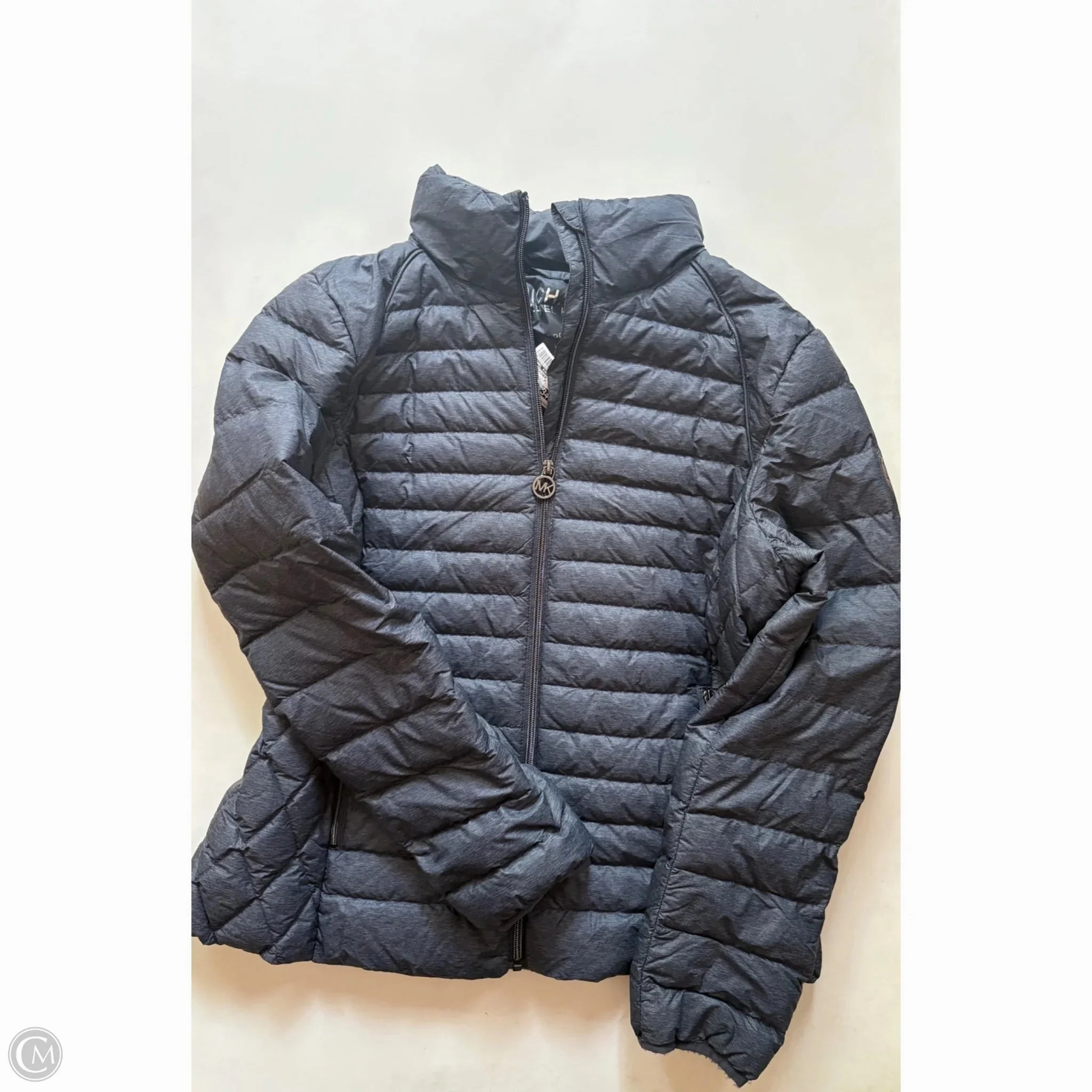 Teflon Coated StretchableMaterial Coat Designer By Michael Kors In Blue, Size: L