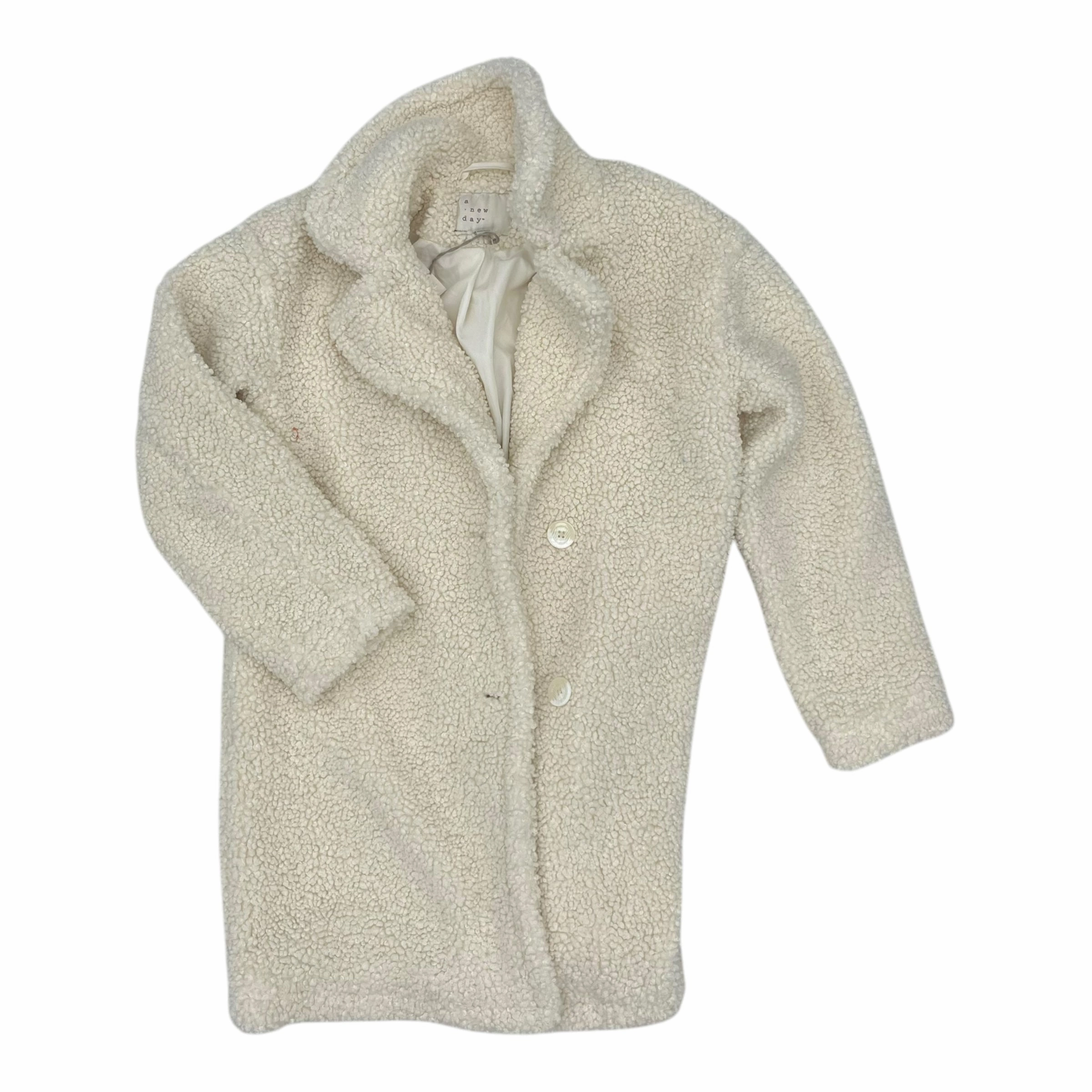 Autumn Vibe Coat Faux Fur & Sherpa By A New Day In Cream, Size:Xs