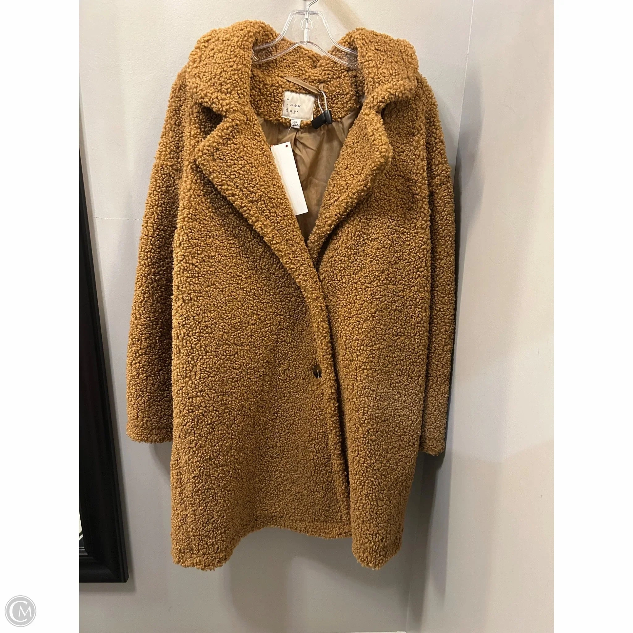 Coat Faux Fur & Sherpa By A New Day In Tan, Size: Xl Flame retardant