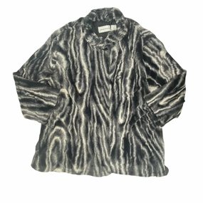 Windproof Technology Coat Faux Fur & Sherpa By Alfred Dunner In Black & Grey, Size:18