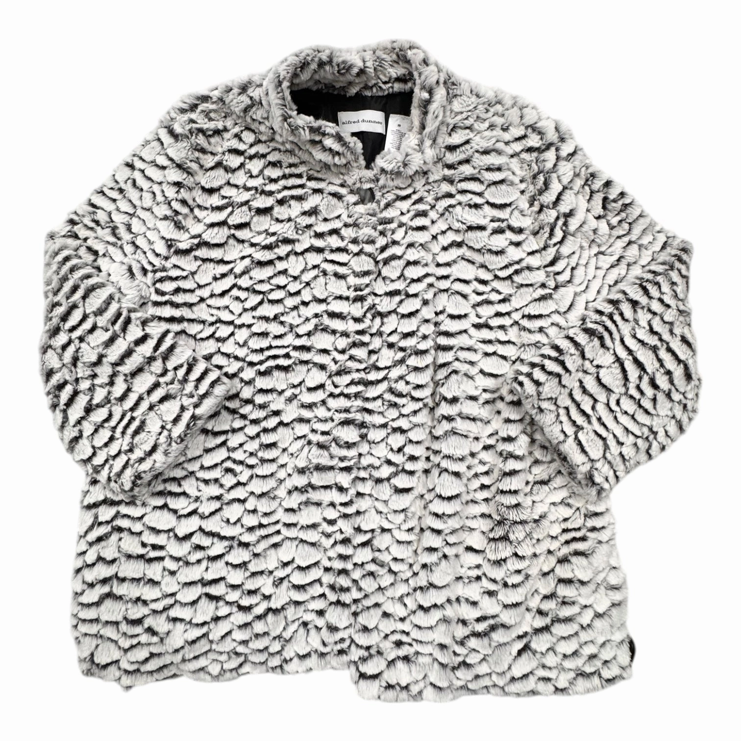 Coat Faux Fur & Sherpa By Alfred Dunner In Grey & White, Size:20 ZipperClosure
