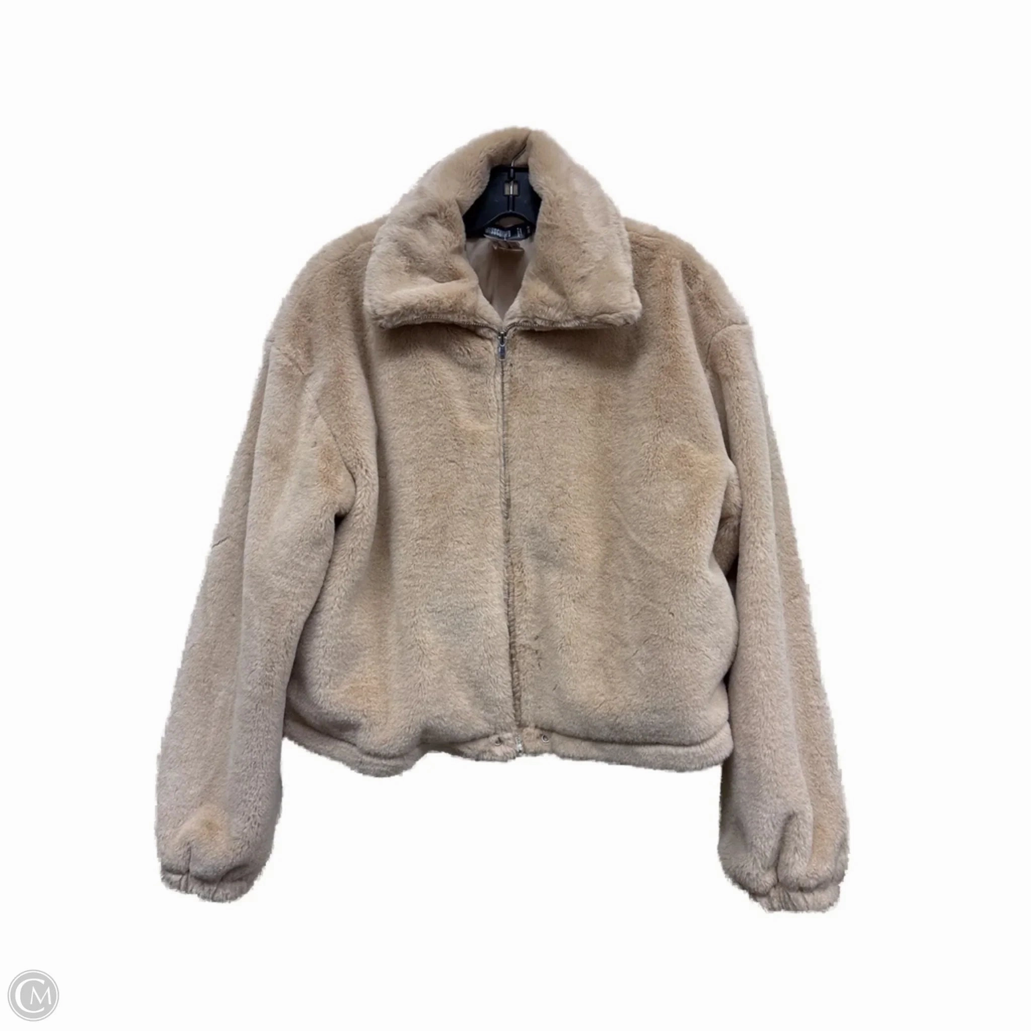 Coat Faux Fur & Sherpa By Clothes Mentor In Tan, Size: S Adjustable Hem Lock System New Cut