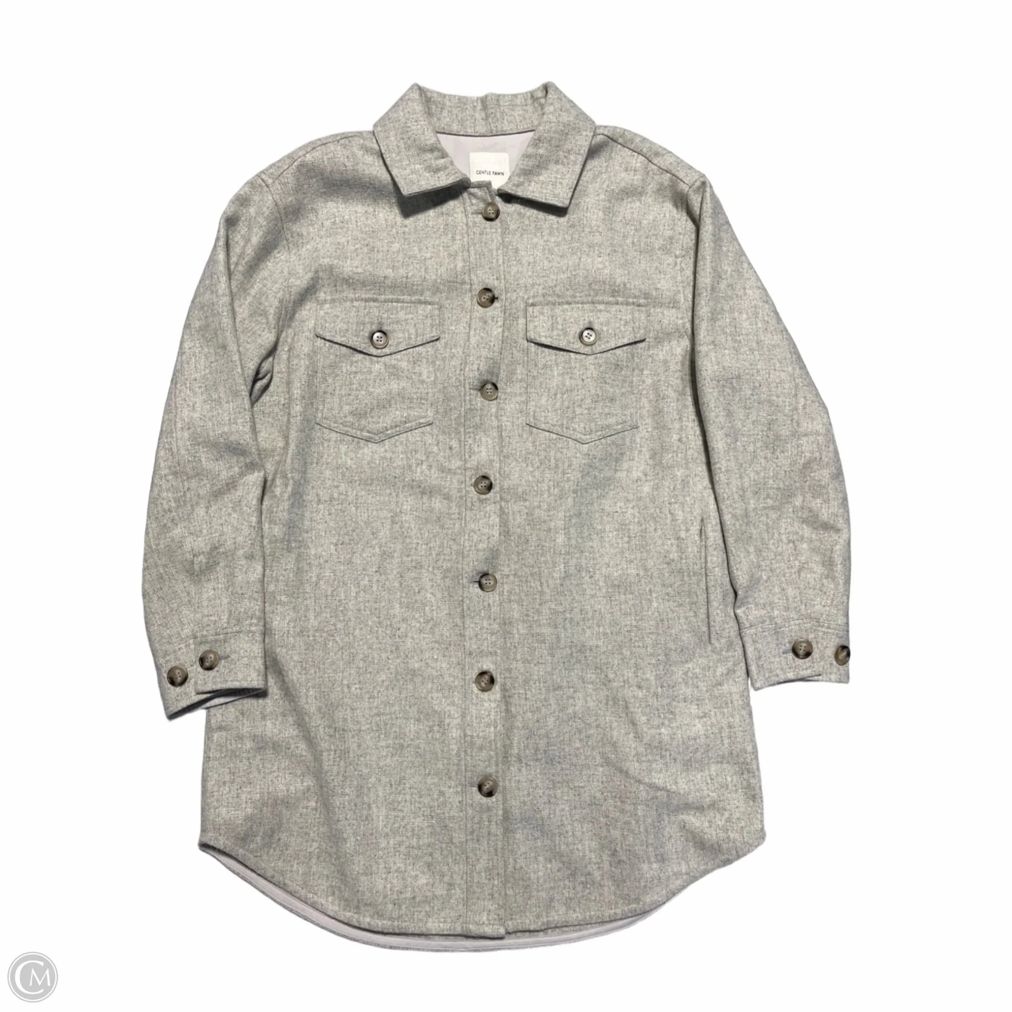 Soft Fleece Lining Modern Layers Coat Faux Fur & Sherpa By Cma In Grey, Size: M