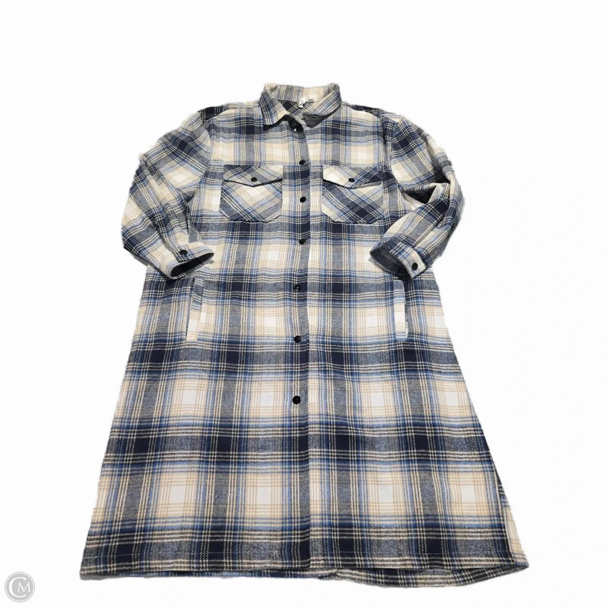 HypoallergenicMaterial Coat Faux Fur & Sherpa By Elan In Plaid Pattern, Size: L
