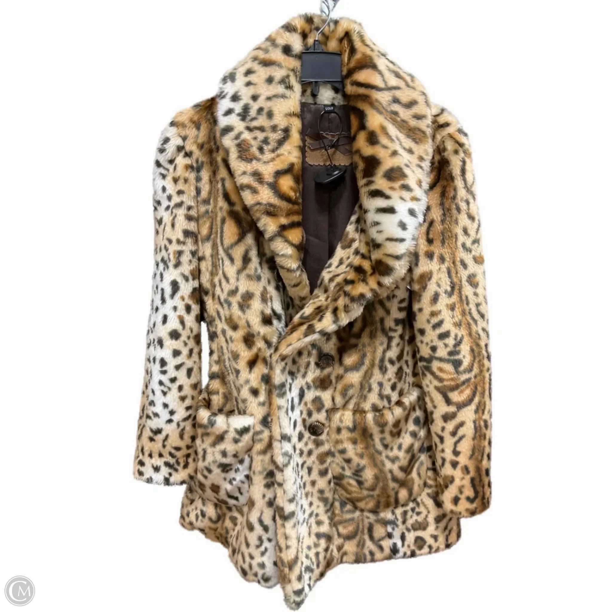 Flexible Fiber Fill Thermoplastic Elastomer Trim Coat Faux Fur & Sherpa By Guess In Animal Print, Size: S