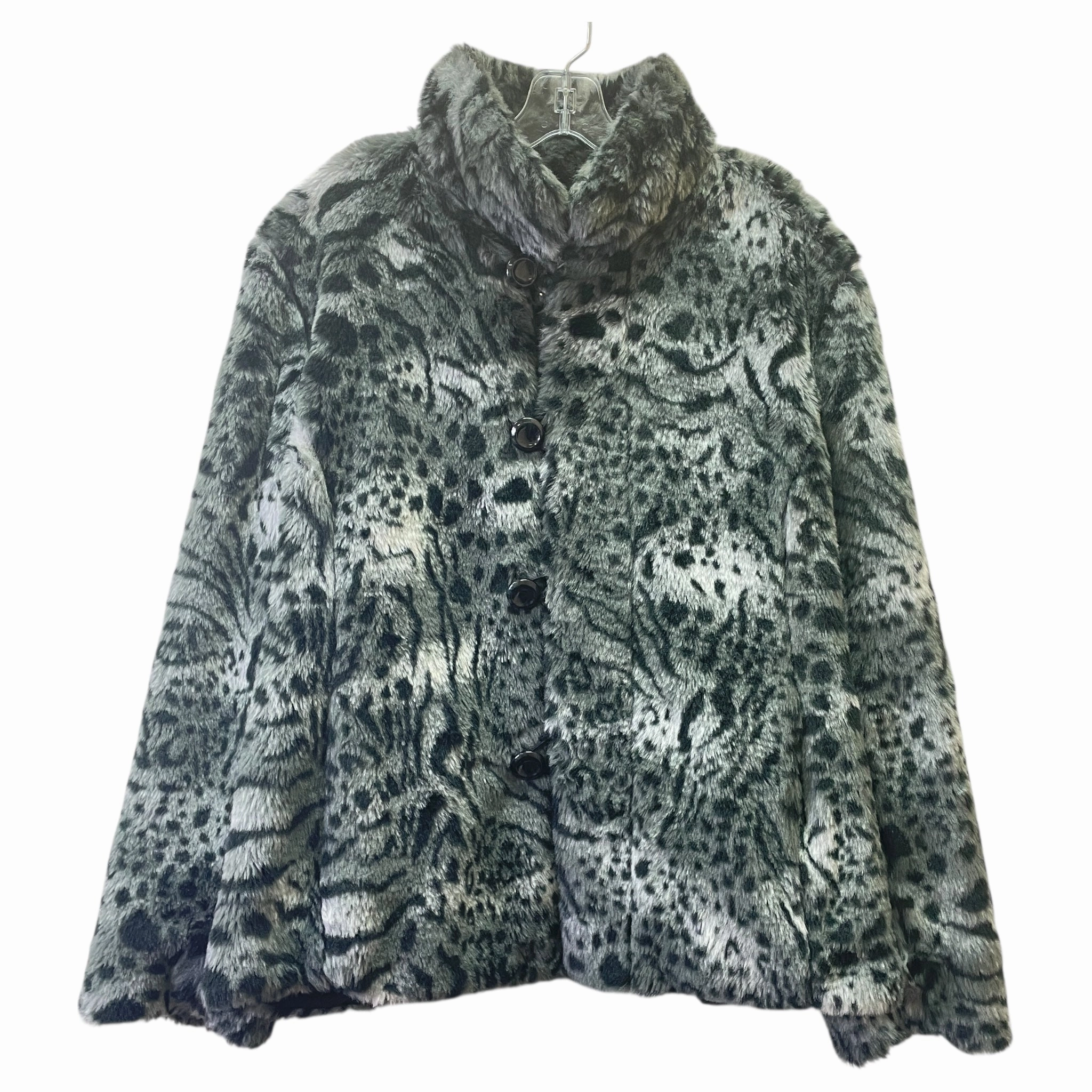 Coat Faux Fur & Sherpa By Hilary Radley In Black & Grey, Size:M Relaxed City Style TearResistantFabric