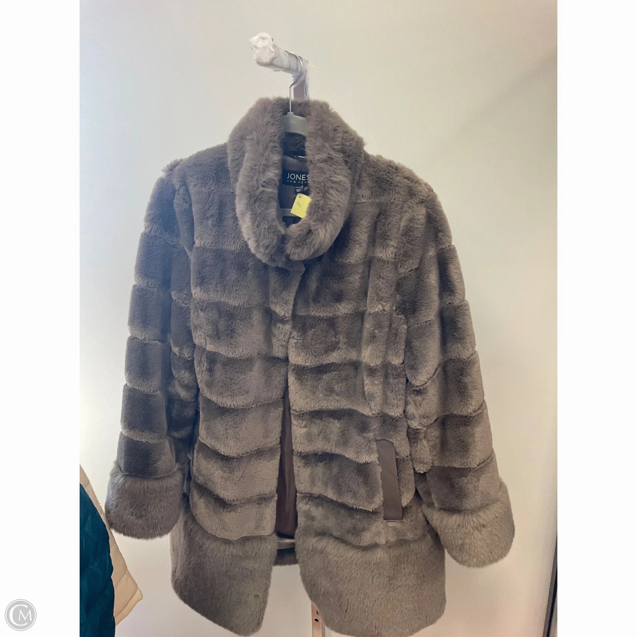 Coat Faux Fur & Sherpa By Jones New York In Brown, Size: Xl Regular Fit Cut
