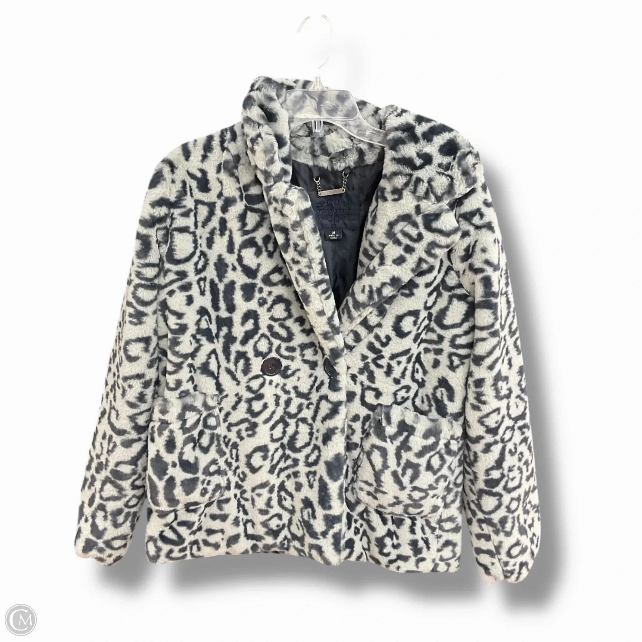 Minimal Travel Look High Collar Coat Faux Fur & Sherpa By Jou Jou In Blue, Size: M