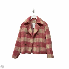 Layered construction Neutral Tones Coat Faux Fur & Sherpa By Peach Love Cream California In Plaid Pattern, Size: S