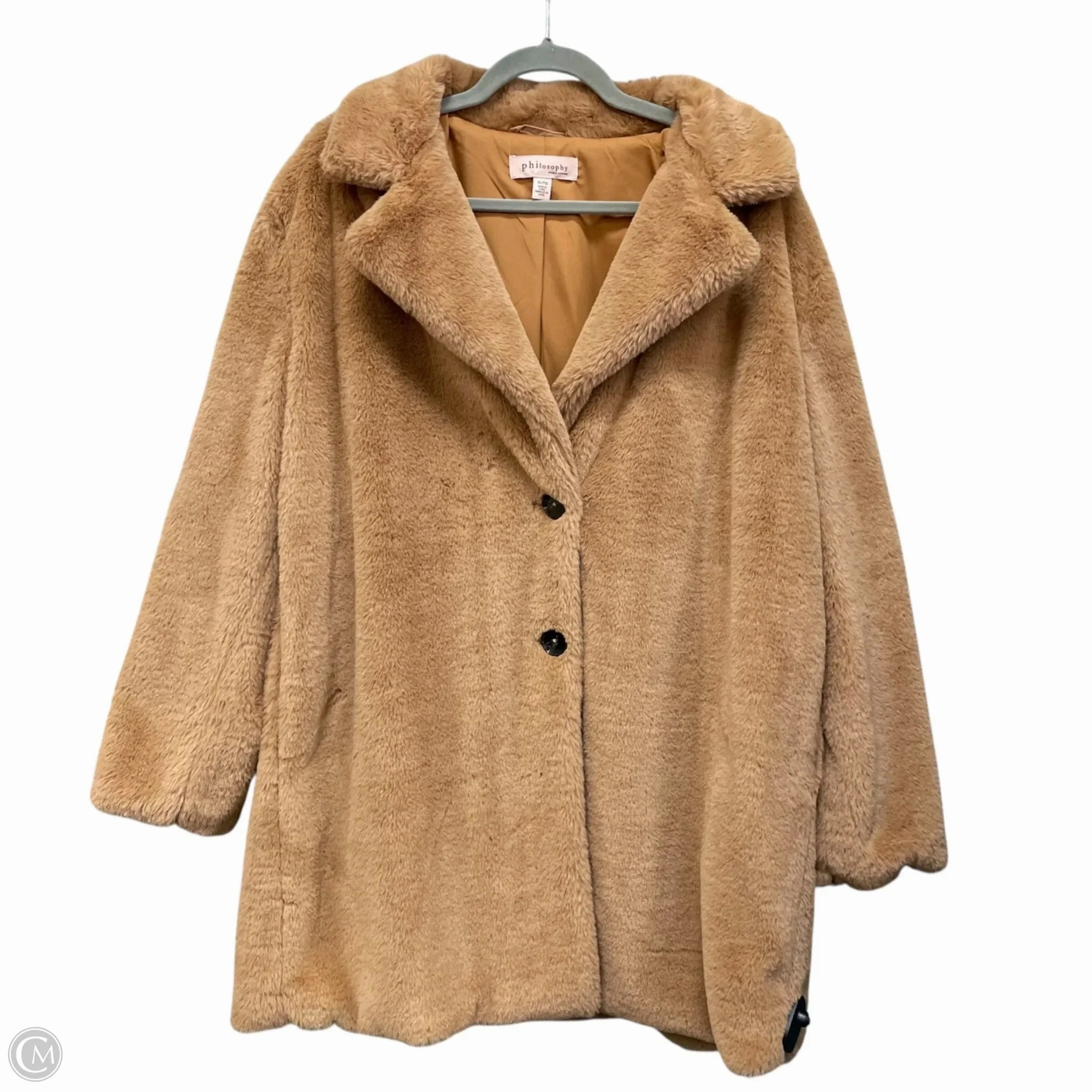 Coat Faux Fur & Sherpa By Philosophy In Brown, Size: Xl Hypoallergenic Interior Layer