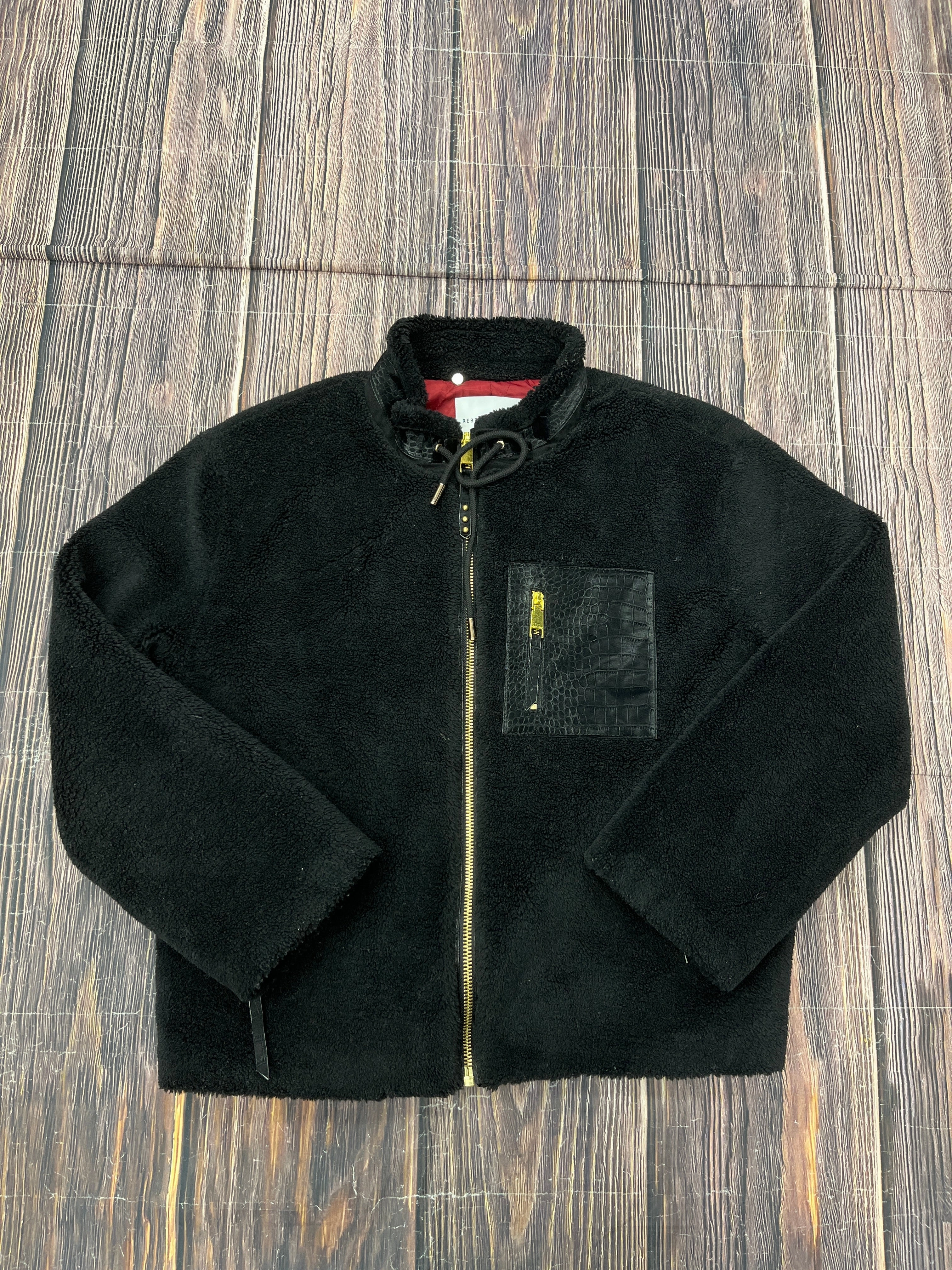Quick Access Pockets Logo Free Style Coat Faux Fur & Sherpa By Rebecca Minkoff In Black, Size: L