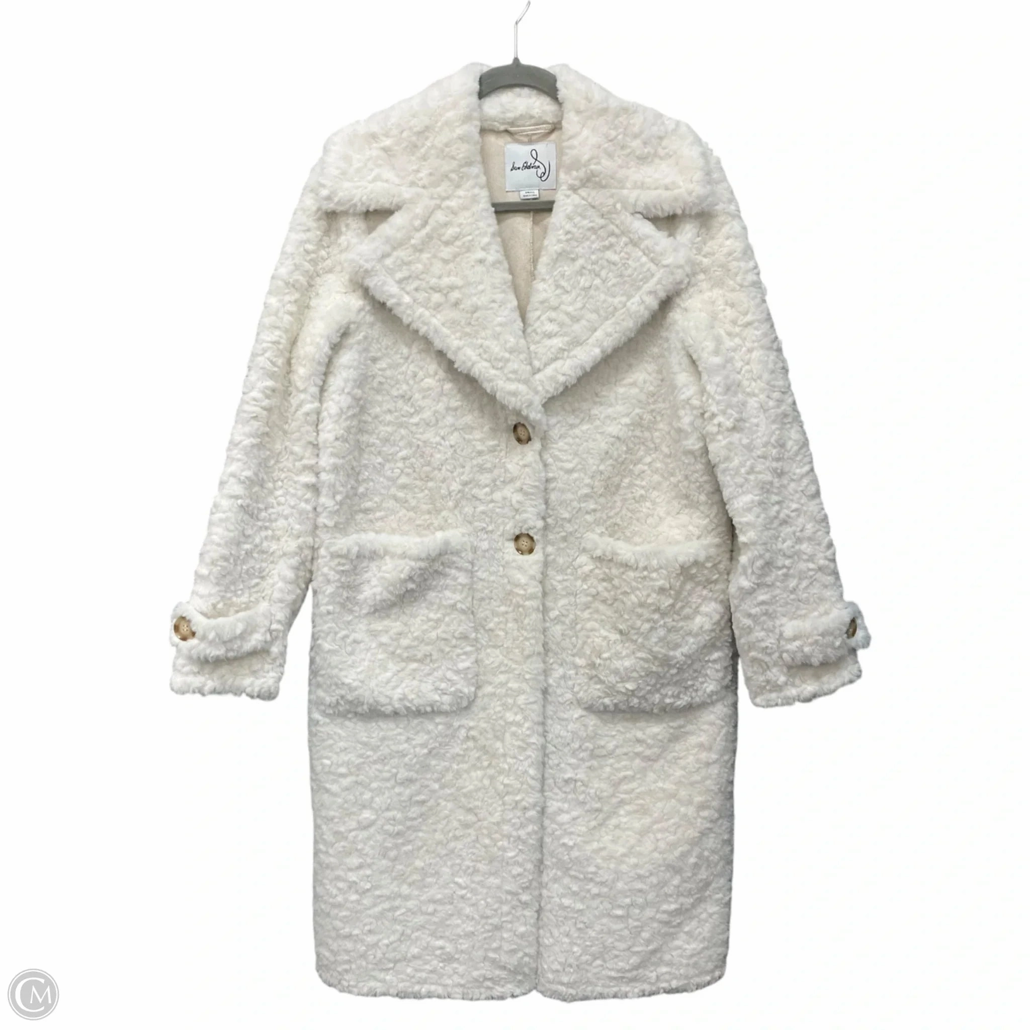 Coat Faux Fur & Sherpa By Sam Edelman In Ivory, Size: S Slim Tailored