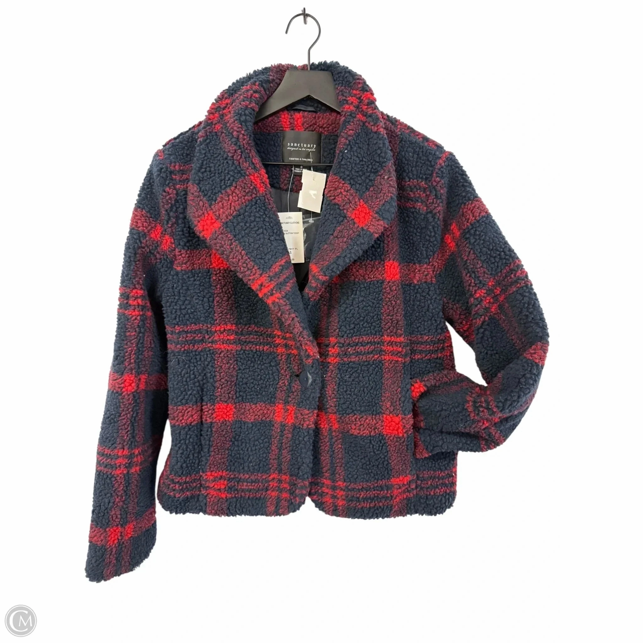 Noise Reducing Fabric Coat Faux Fur & Sherpa By Sanctuary In Blue, Size: S