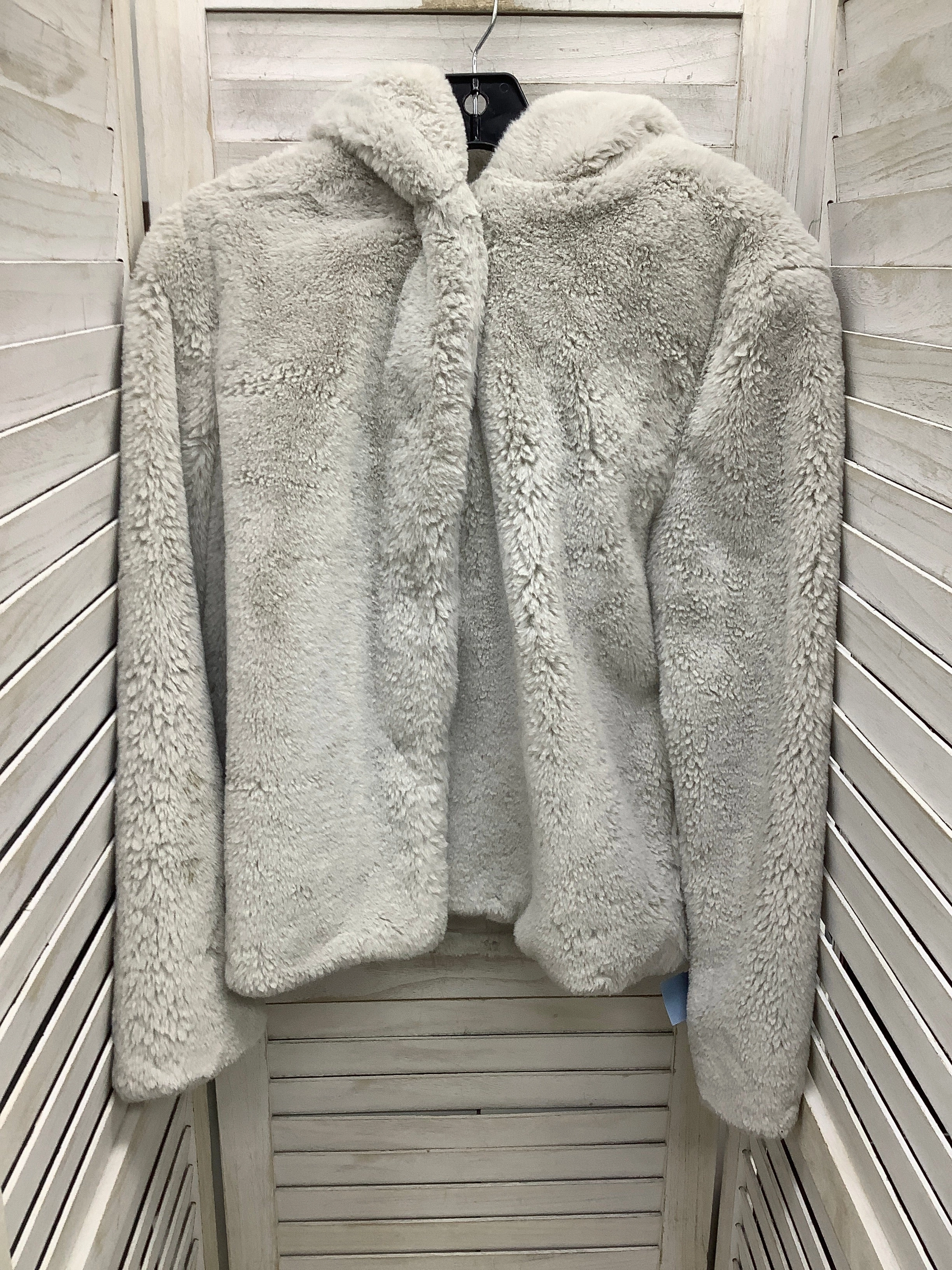 Coat Faux Fur & Sherpa By Simply Vera In Grey, Size: Xs Zippered Vents