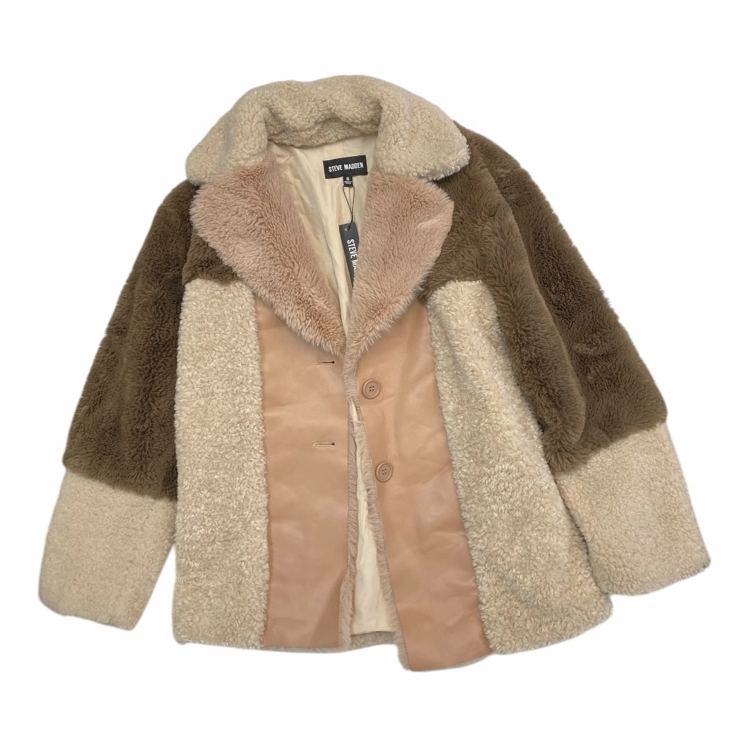 Coat Faux Fur & Sherpa By Steve Madden In Brown & Tan, Size: S Anytime Outer Fit HiddenPockets