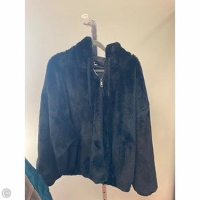 BreathableFabric Coat Faux Fur & Sherpa By Time And Tru In Black, Size: 2x