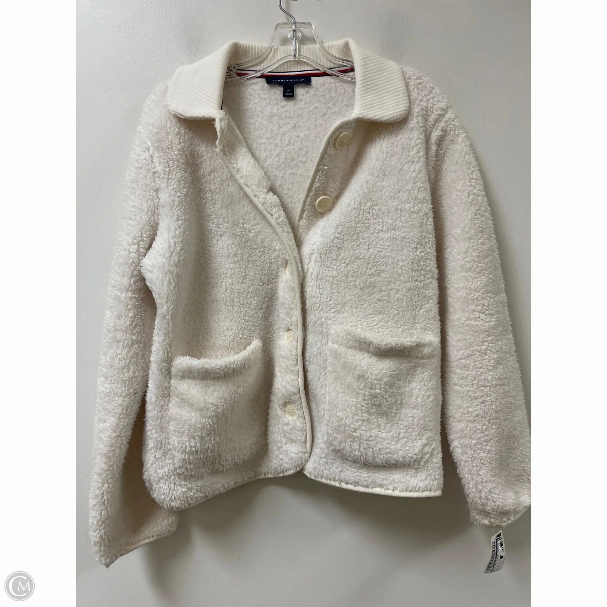 Coat Faux Fur & Sherpa By Tommy Hilfiger In White, Size: S Mid Length Everyday Fit Style