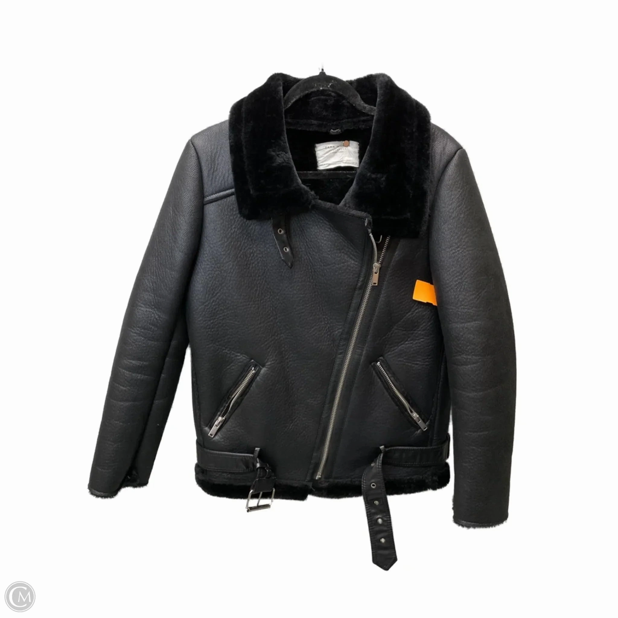 Eco Nice Noise Reduction Design Coat Faux Fur & Sherpa By Zara Women In Black, Size: S