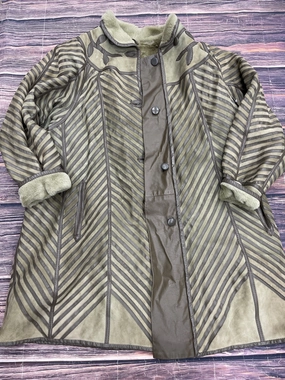 Coat Leather By Clothes Mentor In Green, Size: L Quilted Lining Sporty Chic