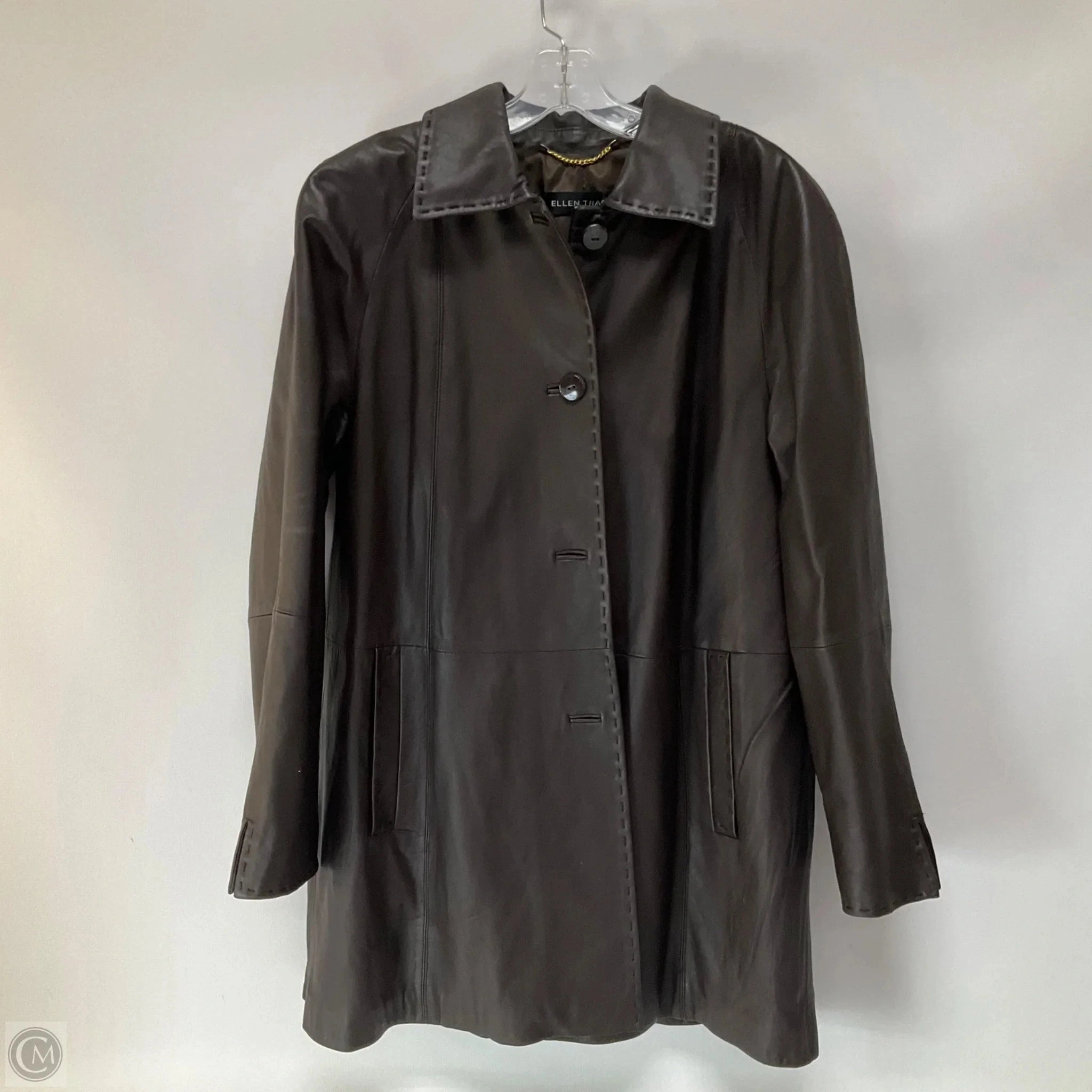 Essential Casual Look FlexibleFit Coat Leather By Ellen Tracy In Brown, Size: L