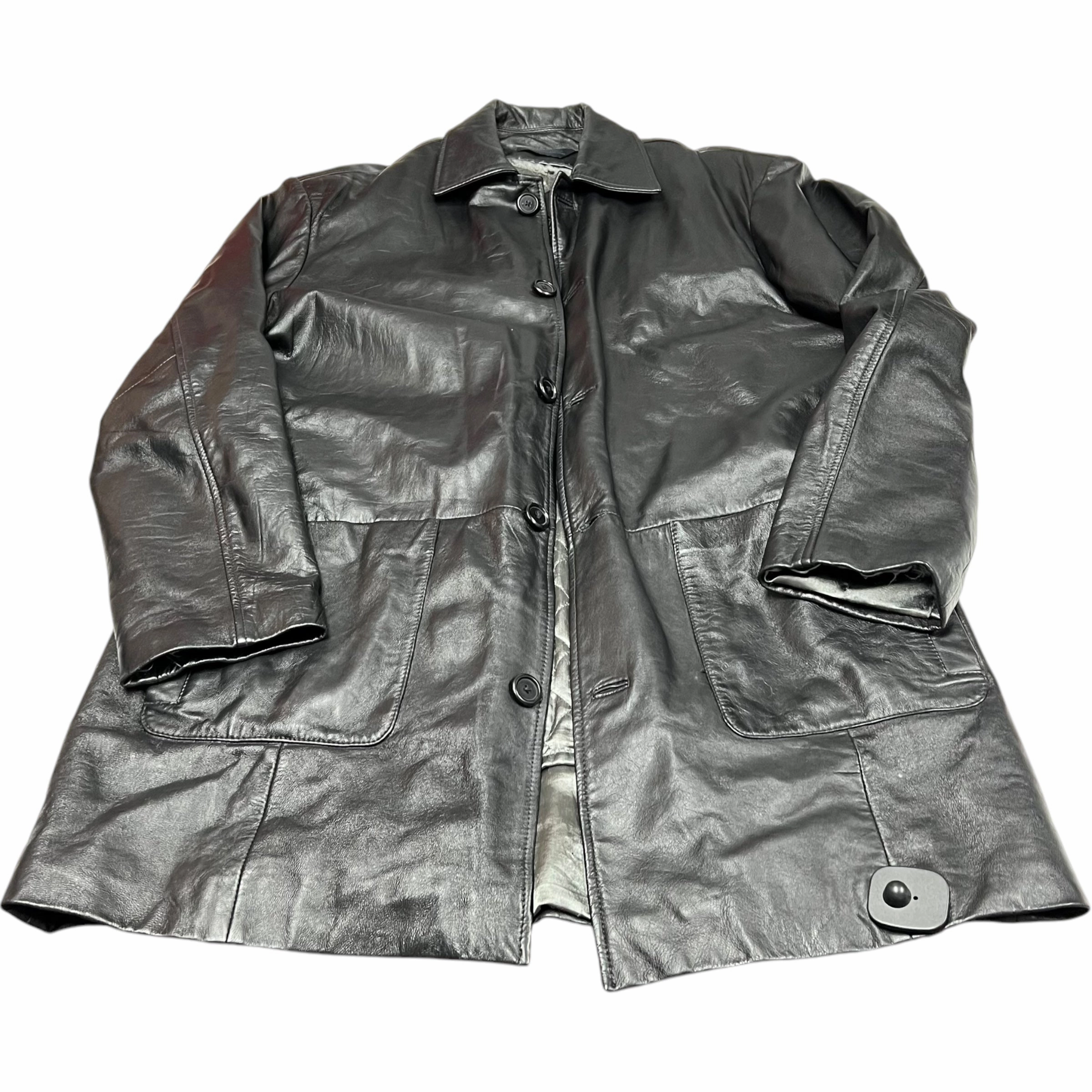 CompactFoldable Coat Leather By LA Leather Collection In Black, Size: L