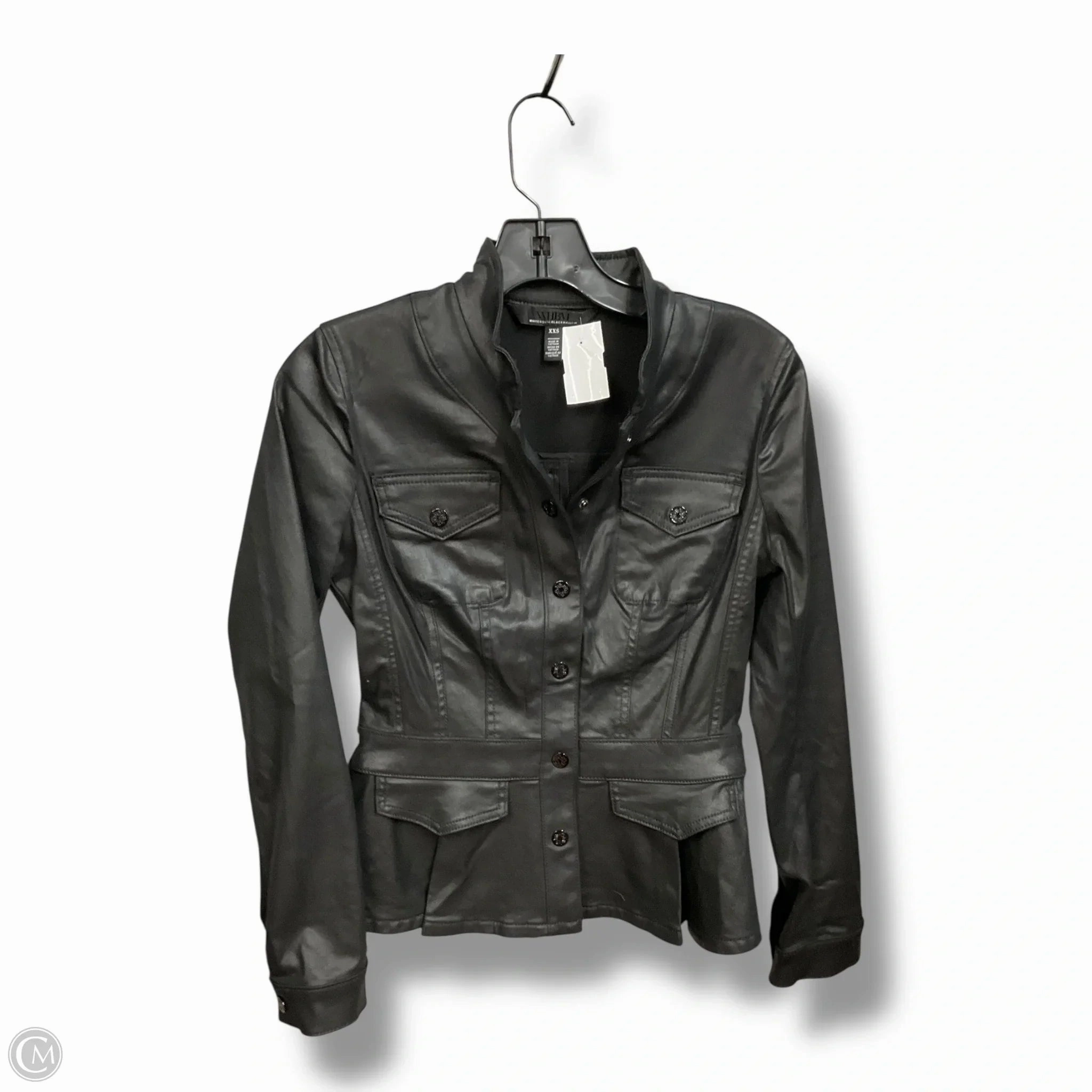 Magnetic Closure Coat Leather By Valerie Stevens In Black, Size: S