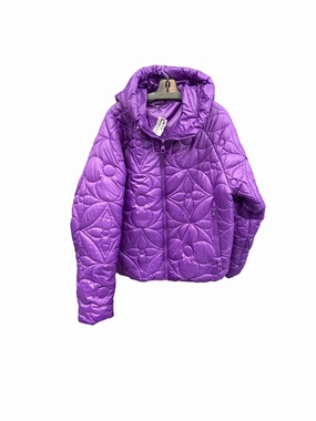 Contrast Stitch Coat Luxury Designer By Louis Vuitton Purple Flower Monogram Puffer JacketSize:48