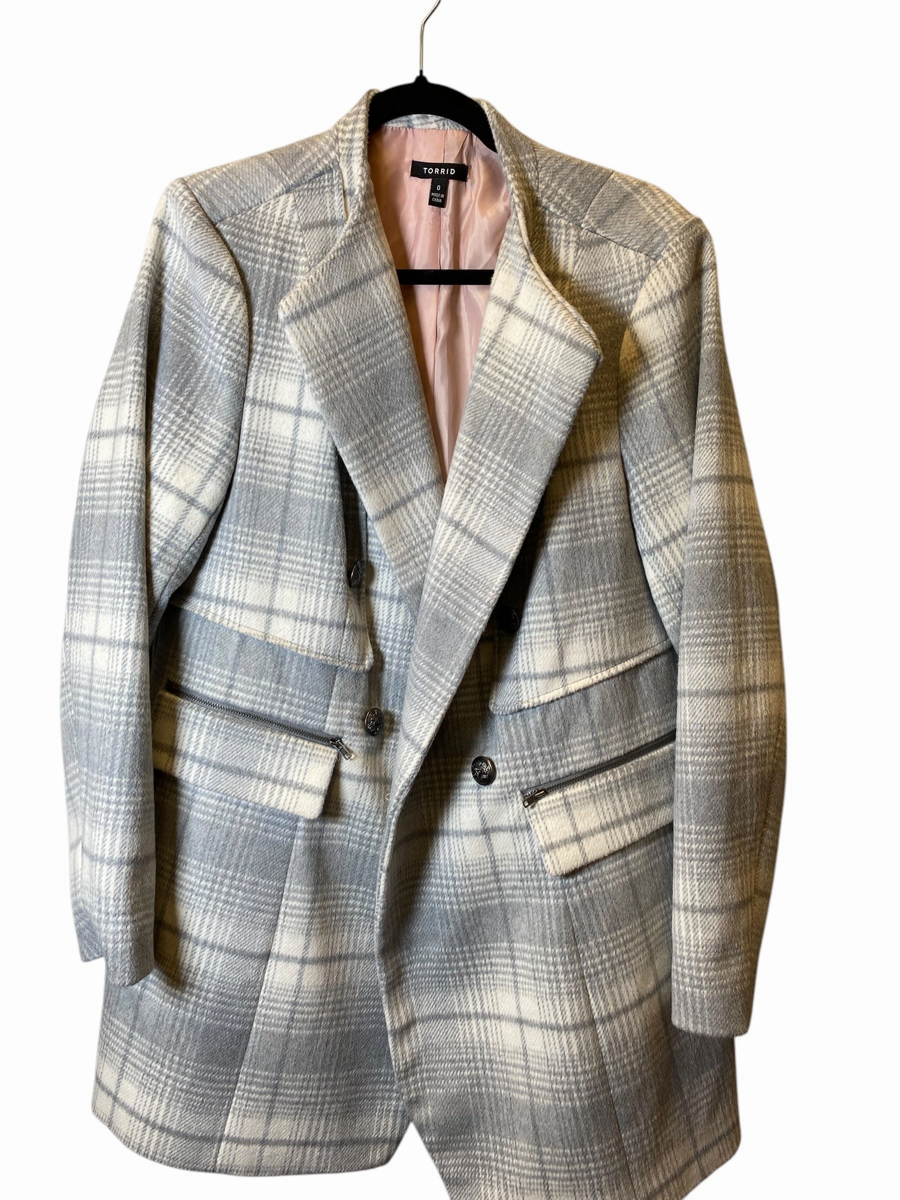 Comfort Stretch Fabric Coat Other By Torrid In Pink & White, Size: 0