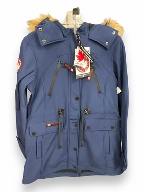 Layered Collar Coat Parka By Clothes Mentor In Navy, Size: S