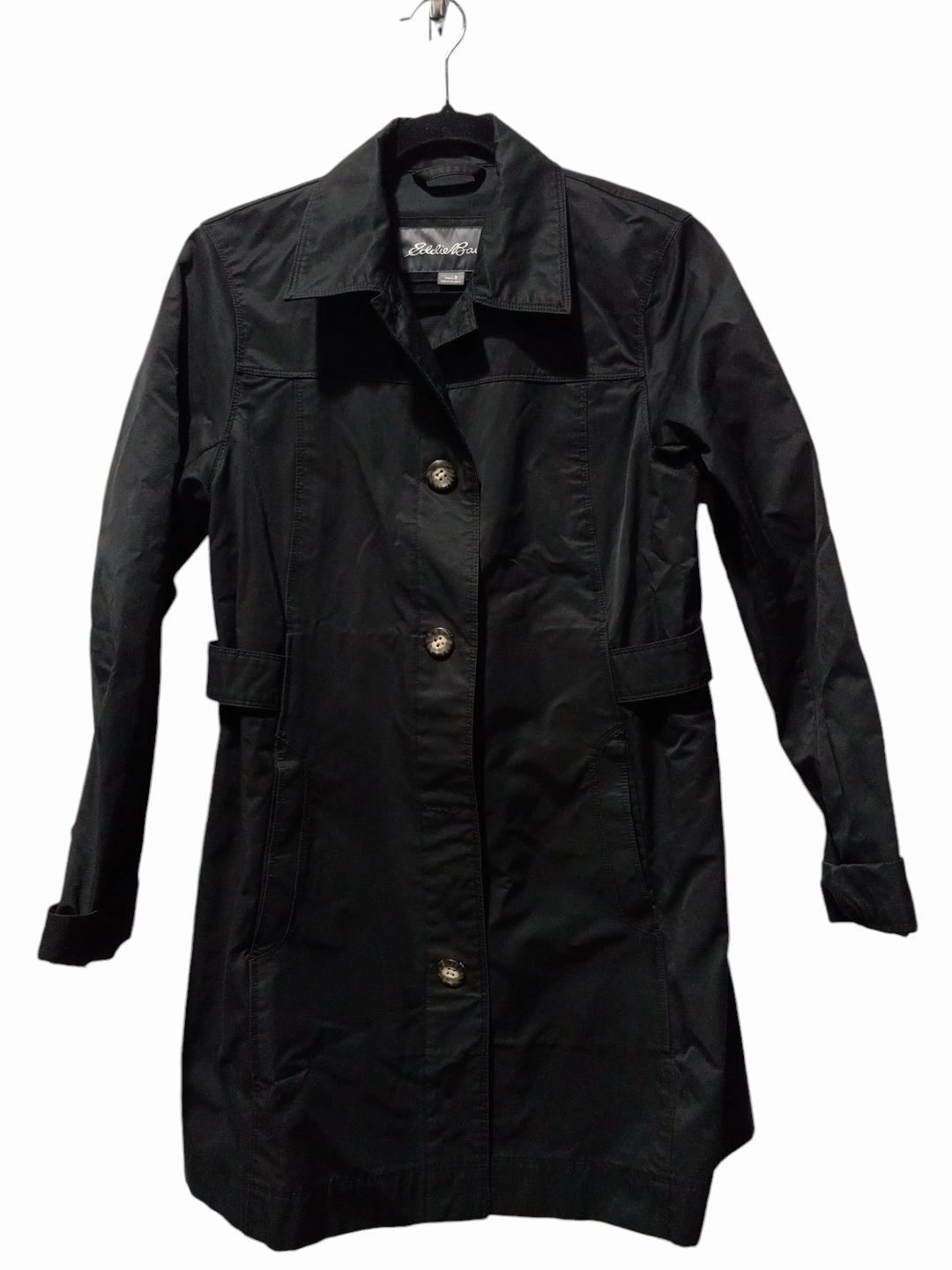Coat Parka By Eddie Bauer In Black, Size: S Eco Friendly Material Zip Pockets