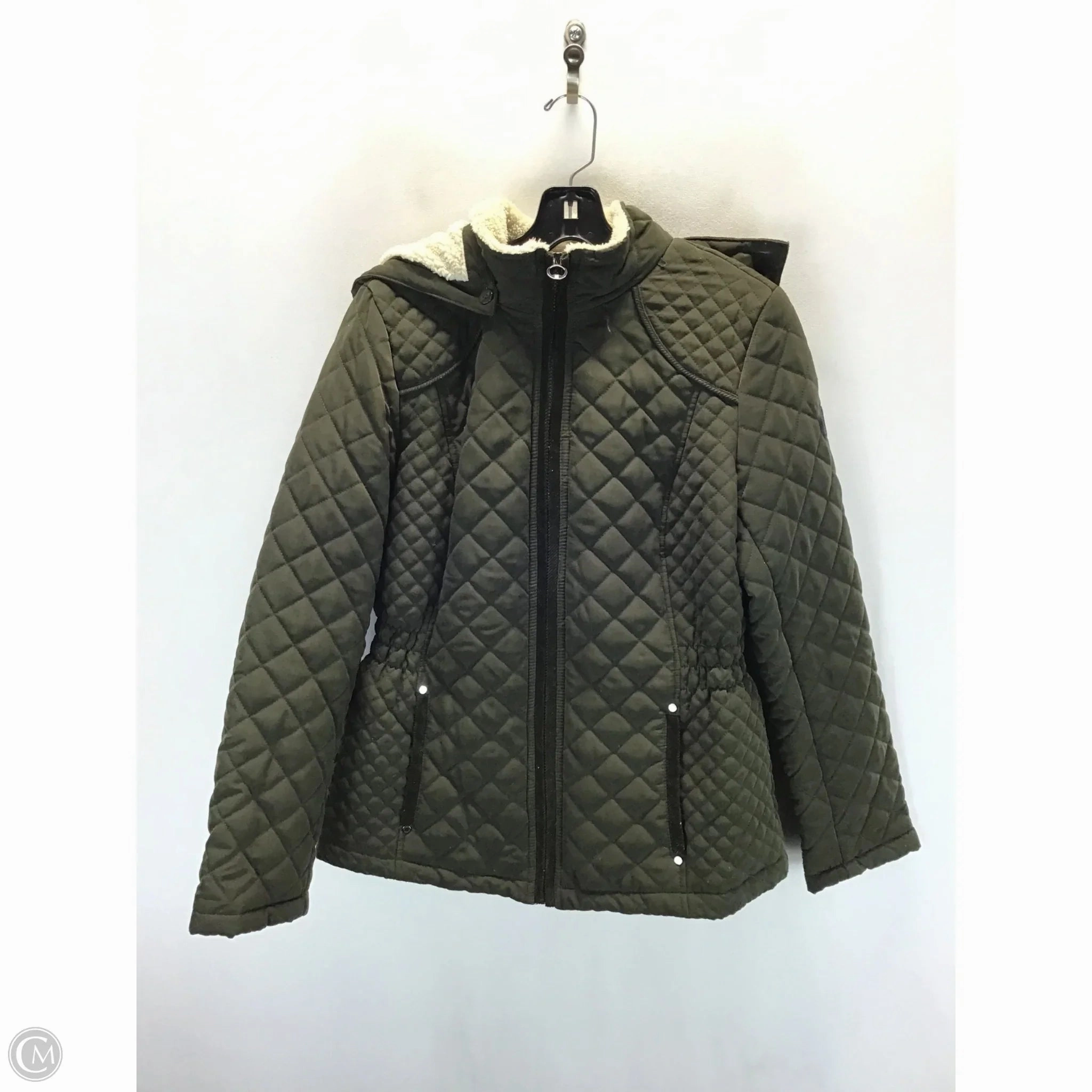 Waterproof Zipper Closure Coat Parka By Shelli Segal In Green, Size: M