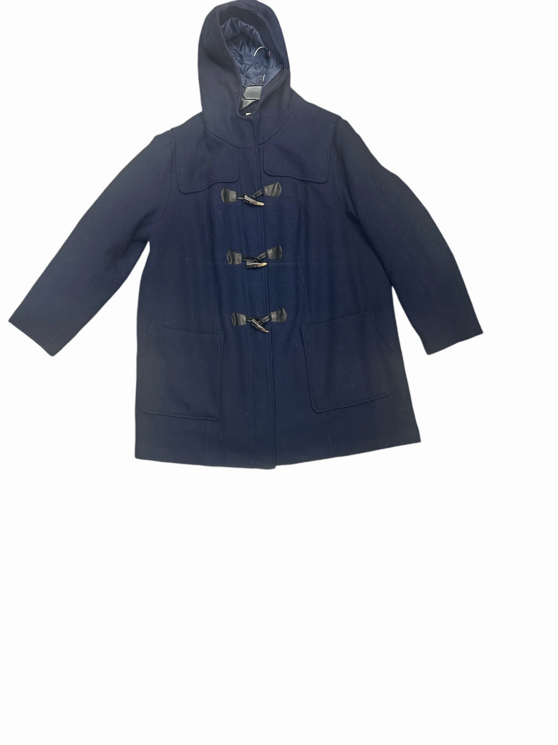 Frictionless Zipper Tracks Compact packaging Coat Parka By Woman Within In Navy, Size: 3x