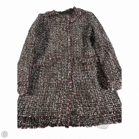 Zippered Closures High Collar Design Coat Peacoat By Ann Taylor In Black & Purple, Size: 2