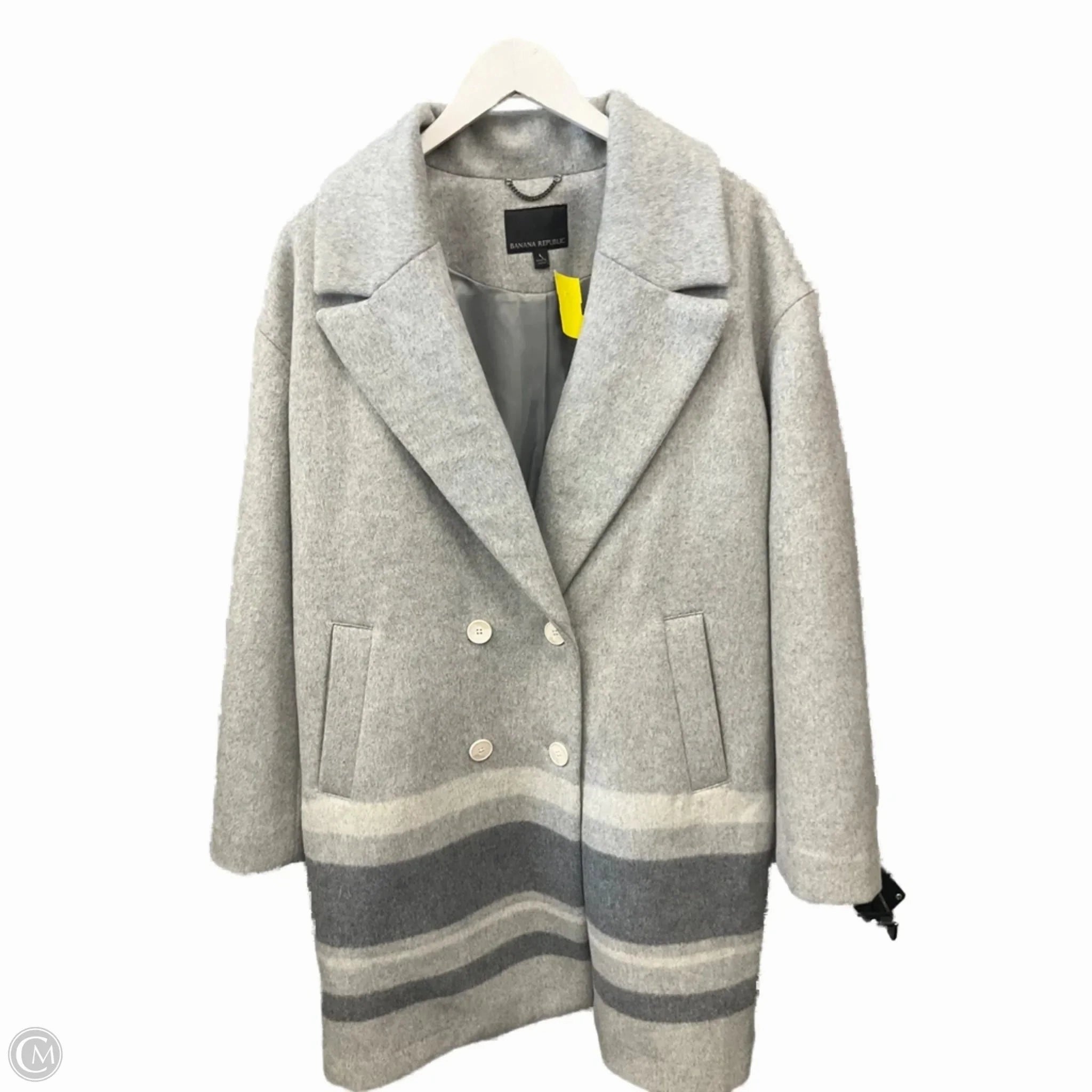 Utility Pockets Durable Outer Layer Coat Peacoat By Banana Republic In Grey, Size: L